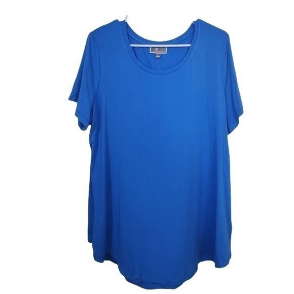 JM Collection Large Blue Top - Picture 1 of 4